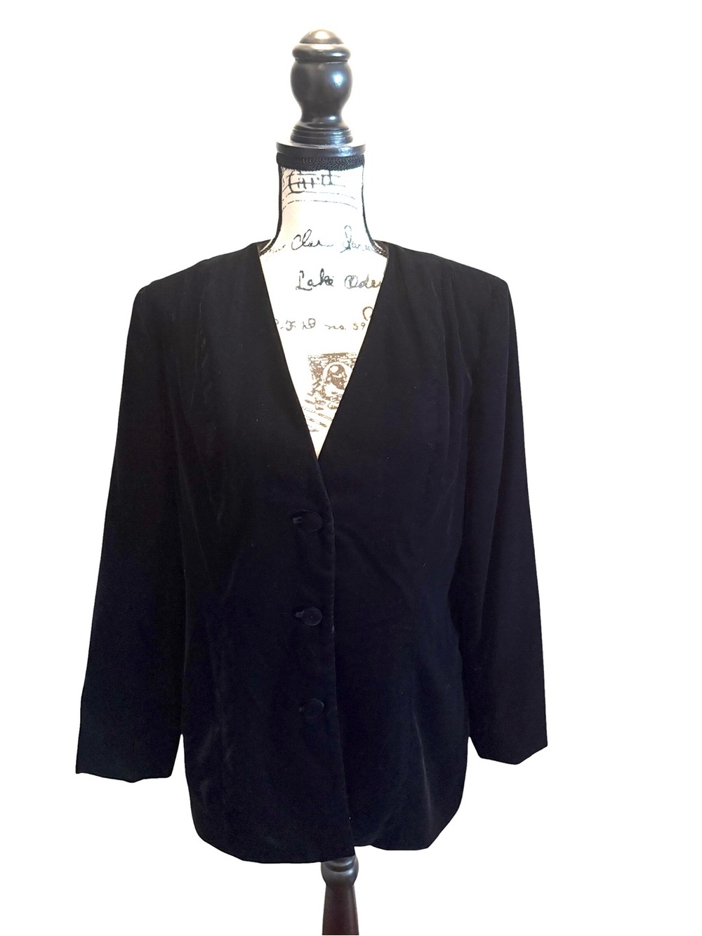 Talbots Velvet Blazer Jacket Black Size 10 V-neck NWOT formal Business Office